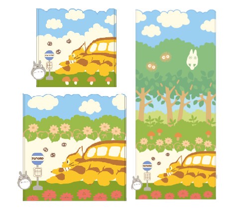 となりのトトロ ミニタオル ウォッシュタオル フェイスタオル ネコバスとトトロ タオル スタジオジブリ キャラクターグッズ 雑貨卸の エアープランツドリーム