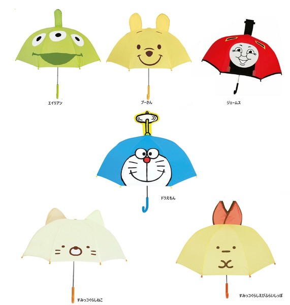 キャラクター 耳付き傘 キッズアンブレラ 子供傘 キッズ傘 長傘 雨具 サンリオ ディズニー ドラえもん