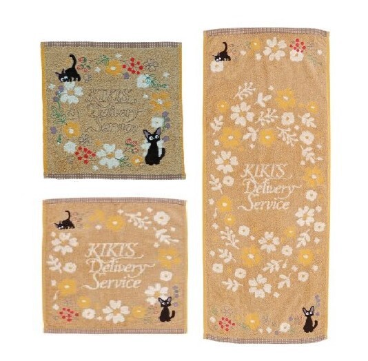 魔女の宅急便 ミニタオル ウォッシュタオル フェイスタオル 「セピアフラワー」 タオル スタジオジブリ