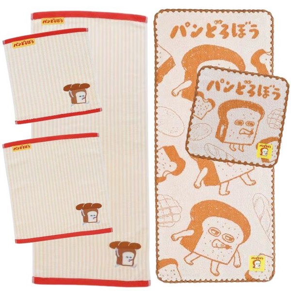 パンどろぼう タオルハンカチ ウォッシュタオル フェイスタオル キャラクター タオル ミニタオル
