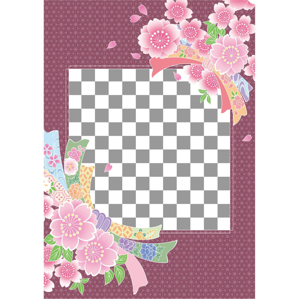 桜熨斗　四角枠　縦向き
