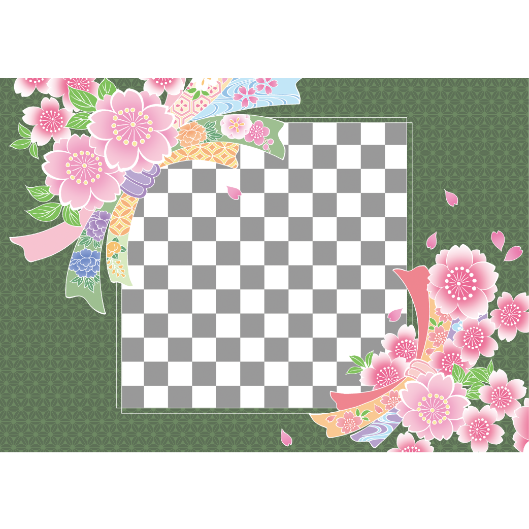 桜熨斗　四角枠　横向き