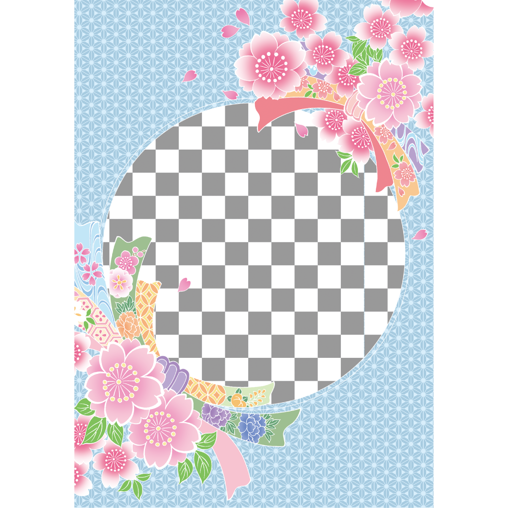 桜熨斗　丸枠　縦向き