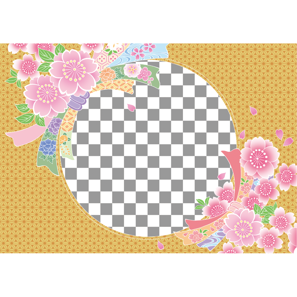 桜熨斗　丸枠　横向き